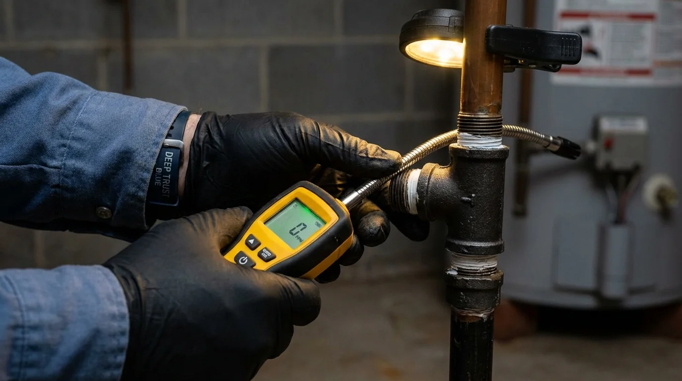 Gas leak detection with electronic sniffer by Johns Plumbing LLC in Montpelier